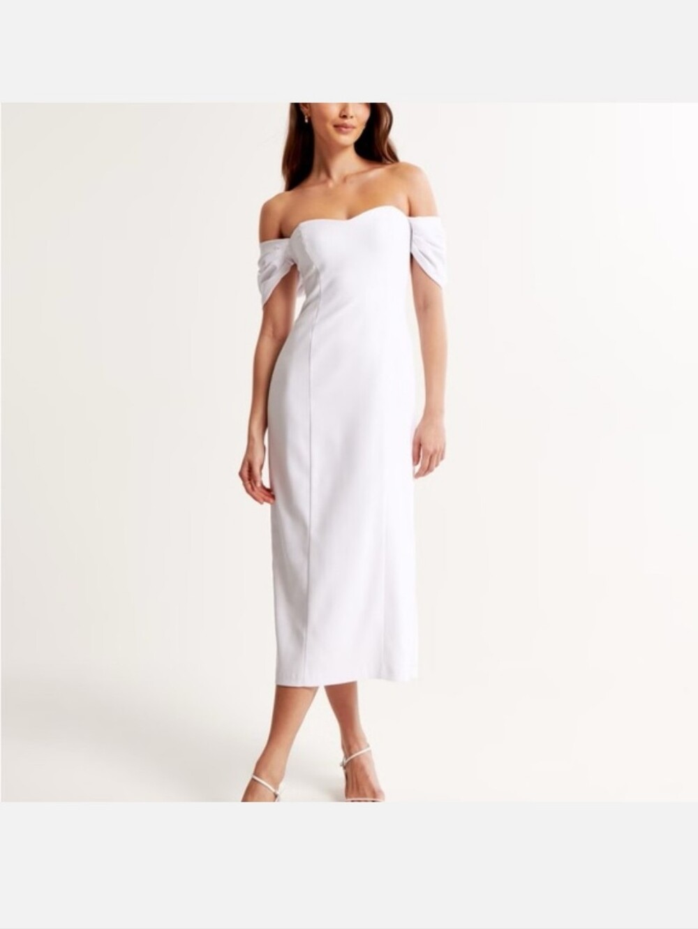 Abercrombie Off-Shoulder White Midi Dress